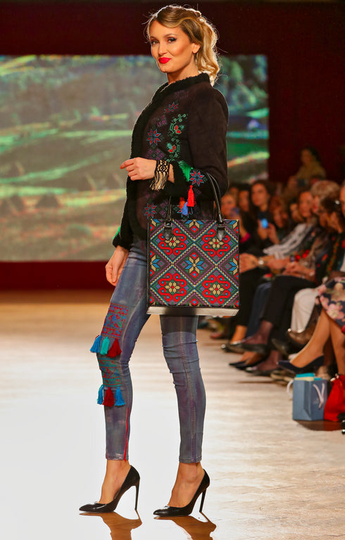 Pantalon denim cu broderie freeshipping - Liza Panait Online Boutique